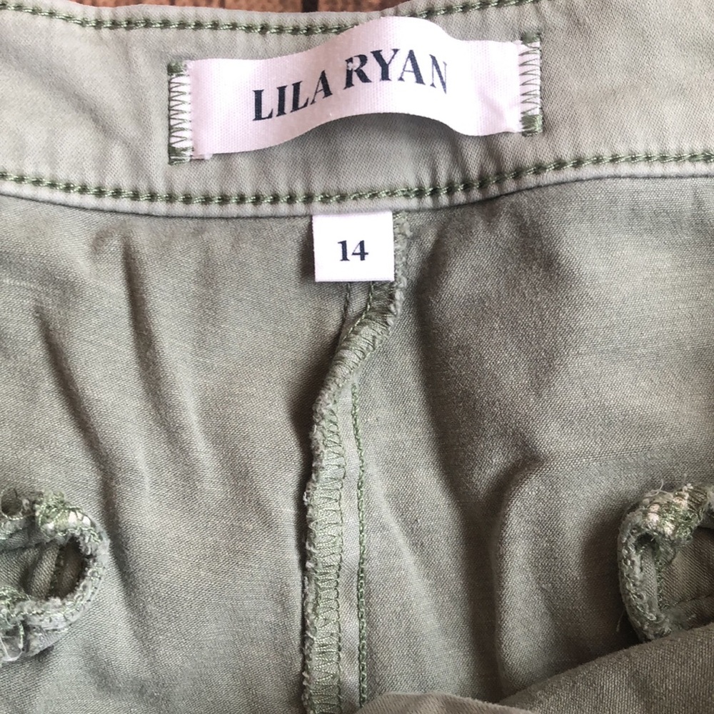 Lila Ryan Soft Green Brushed Cotton Blend Stretch Tapered Pants S… - Picture 2 of 5